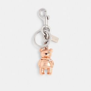 AUTHENTIC COACH BAG BEAR CHARM AND KEY CHAIN ROSEGOLD AND SILVER